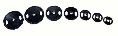 Schwarze Olympic Hantelscheiben 50mm Gummi mit Griff - verschiedene Gewichte